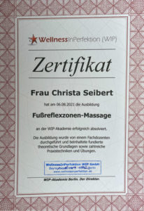 Zertifikat Fußreflexzonen-Massage