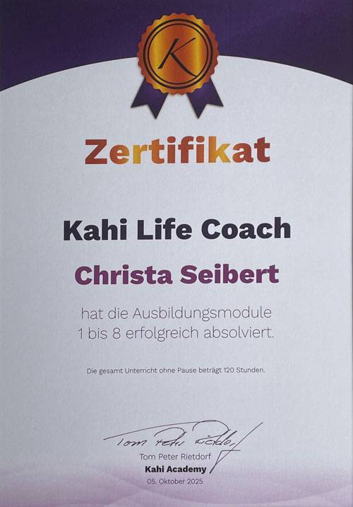 Zertifikat Kahi Live Coach