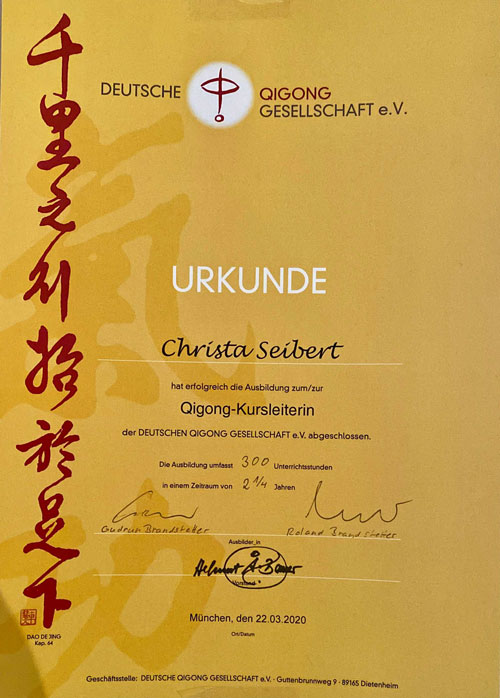 Qigong Urkunde
